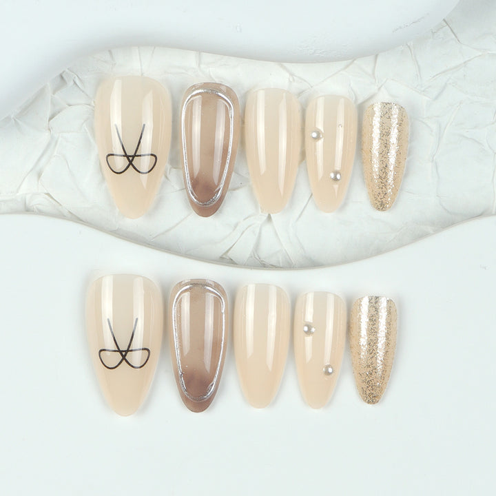 Premium Stiletto Press-On Nails with Glitter and Rhinestone Accents Kalsten