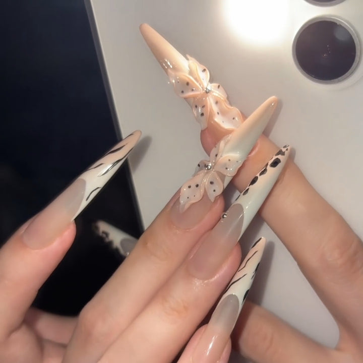 Elegant artificial nails with flower and animal design Kalsten