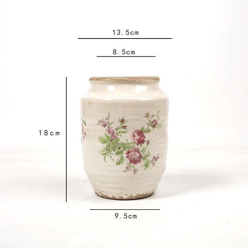 Floral ceramic flower pot with artistic pattern Kalsten
