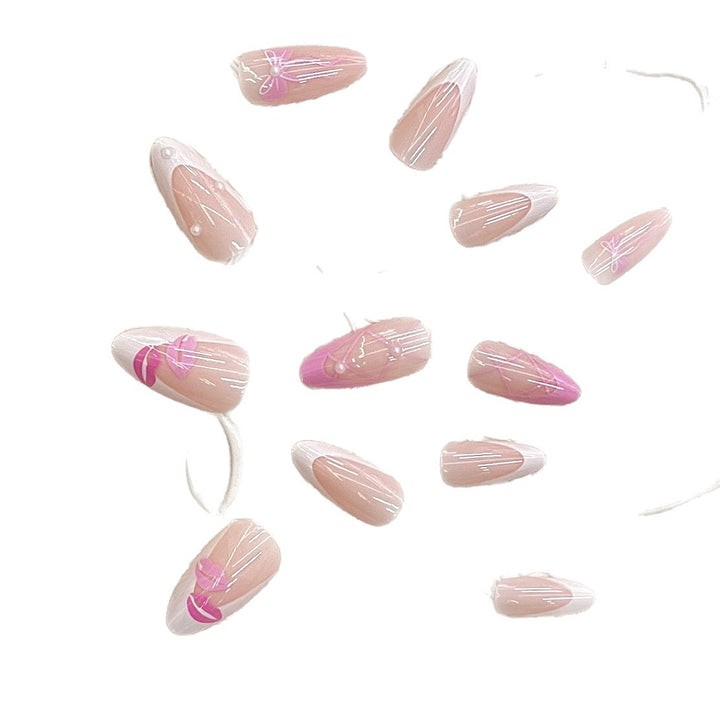 Artistic Press-On Nail Set with Kiss and Bow Design Kalsten