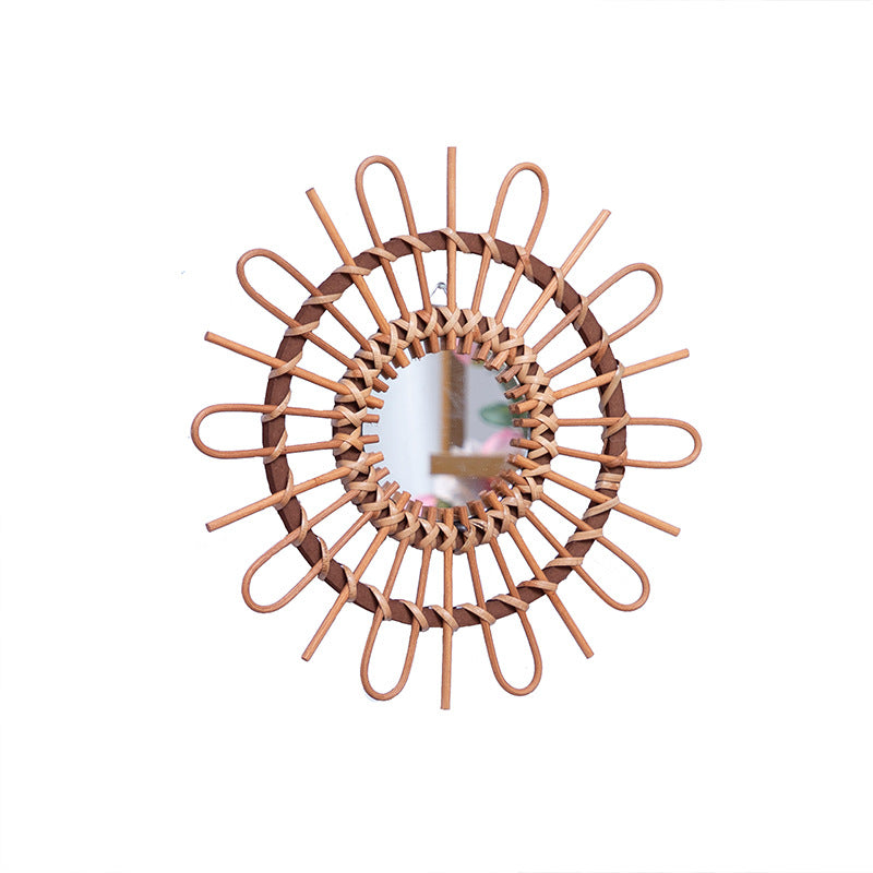 Trendy Round Wall Mirror with Rattan Frame Kalsten