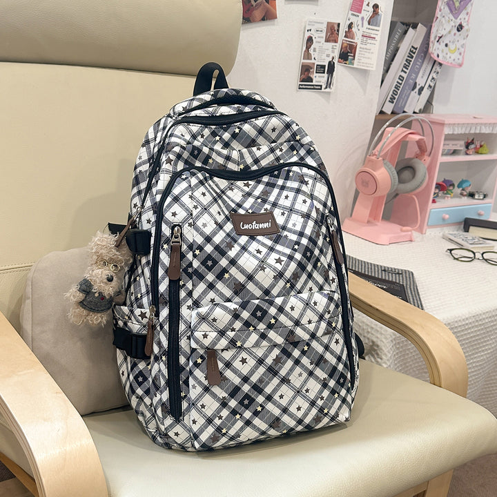 Stylish Plaid Design School Backpack Kalsten
