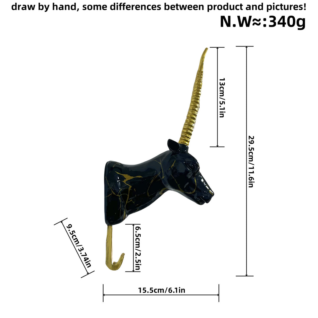Wall hooks in the shape of a stylized unicorn Kalsten