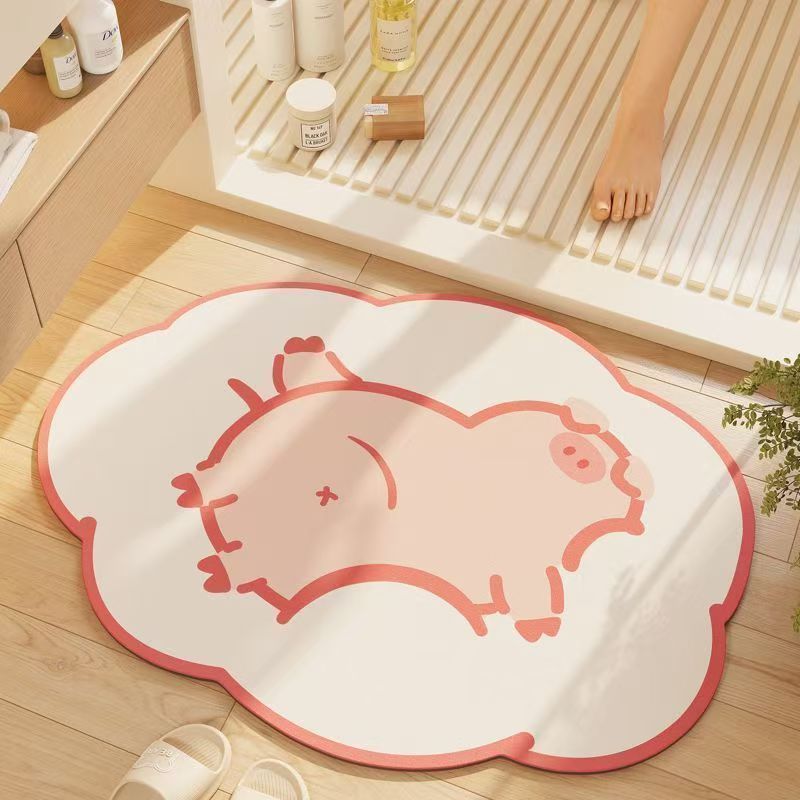 Whimsical Cat-Themed Bath Mat Kalsten