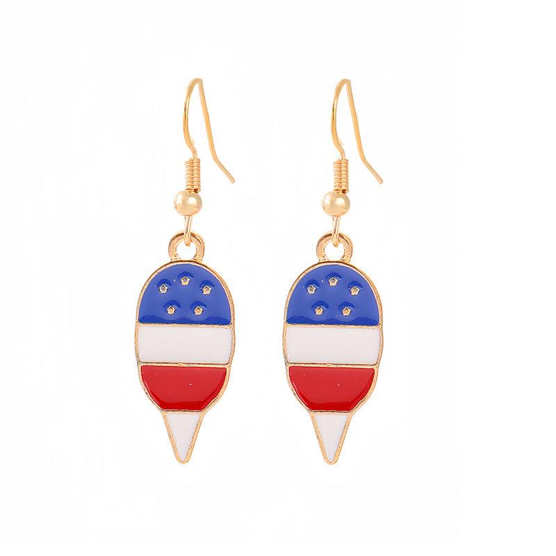 Ladies enamel earrings horseshoe with star stripe motif Kalsten