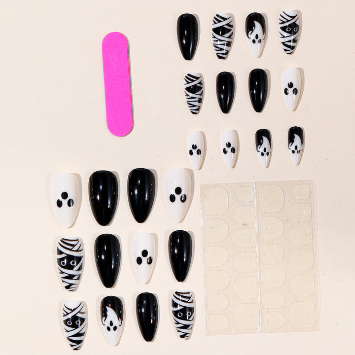 Halloween-Themed Ghost and Mummy Nail Art Kalsten