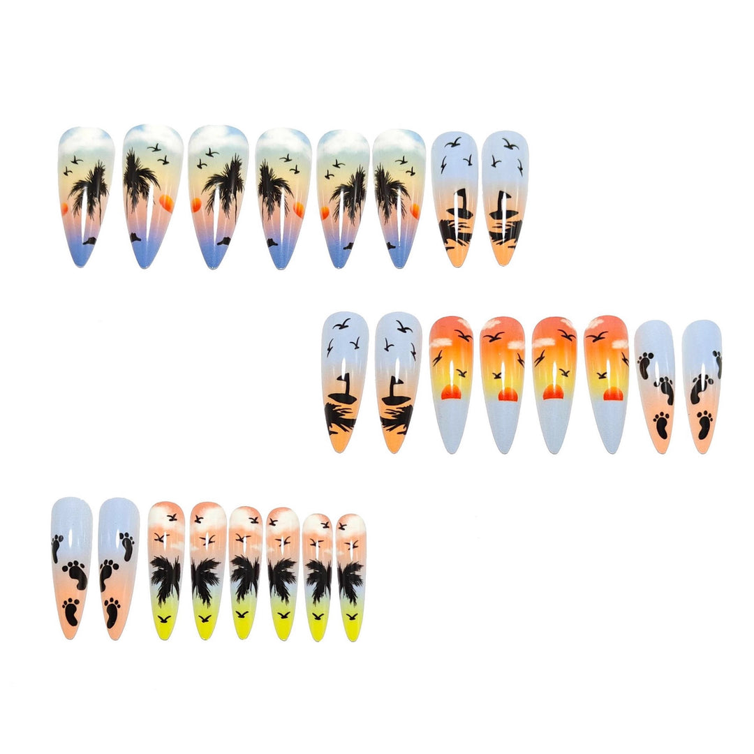 Artificial nails with tropical sunset design Kalsten