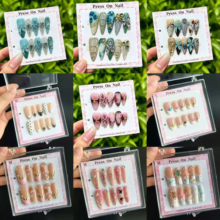 Artistic Cherry-Inspired Press-On Nails
