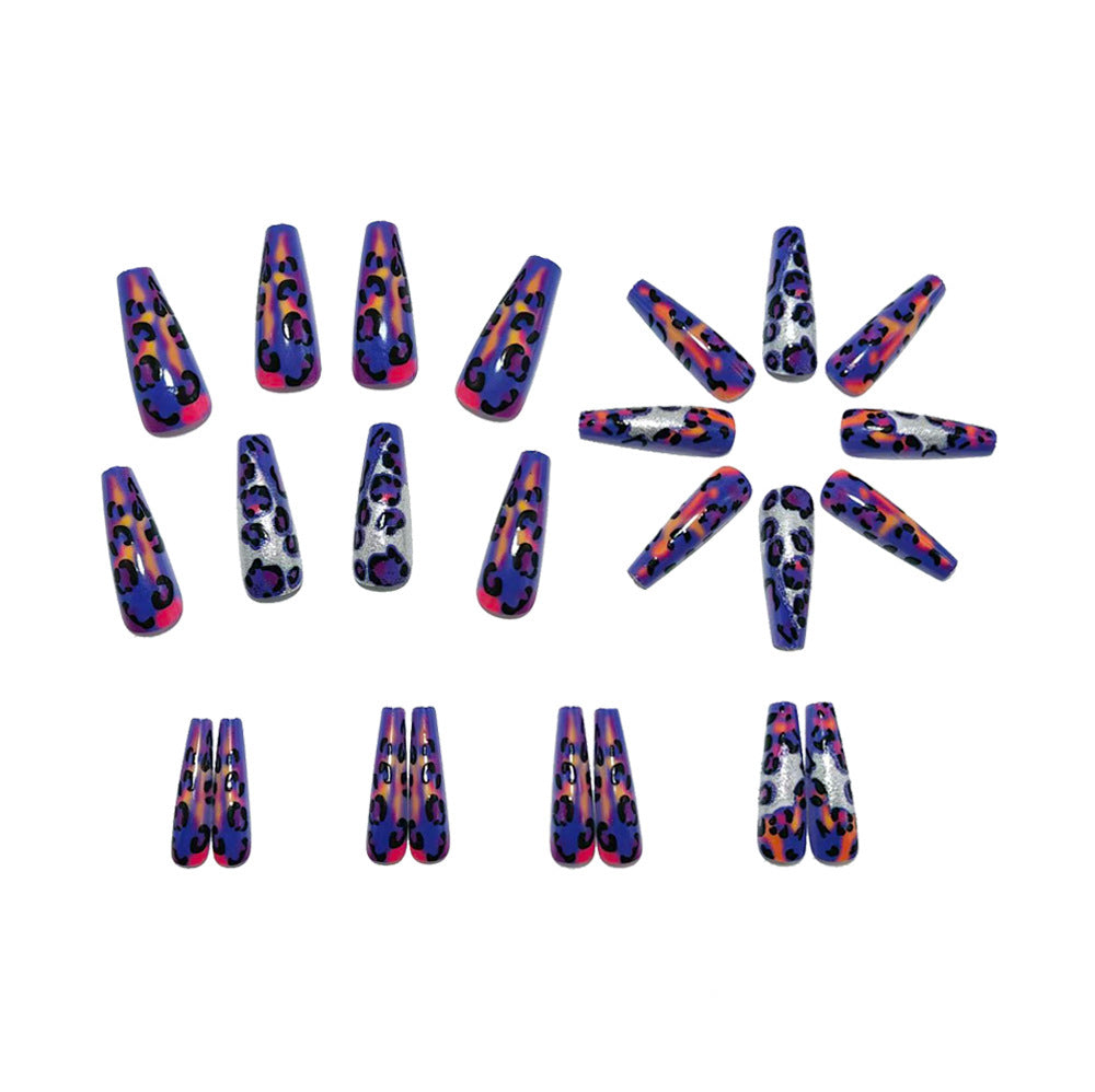 Trendy artificial nails with glitter and leopard pattern Kalsten