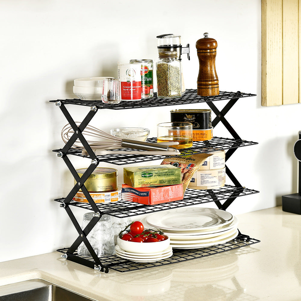 Foldable Kitchen Rack Made of Sturdy Metal Grid Kalsten