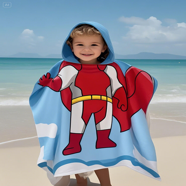 Kids' Fun Dinosaur-Themed Hooded Towel Poncho Kalsten