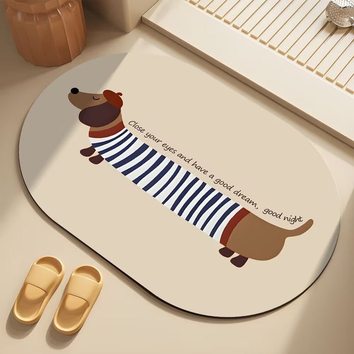 Whimsical Dog-Themed Bath Mat