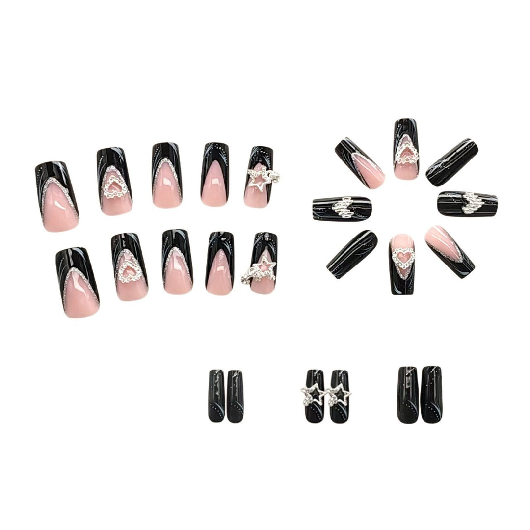 Artificial nails with elegant glitter accents and heart motifs Kalsten