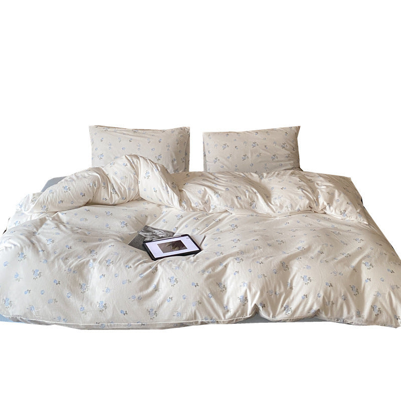 Finest cotton satin bed cover set with delicate floral print and breathable comfort cover
