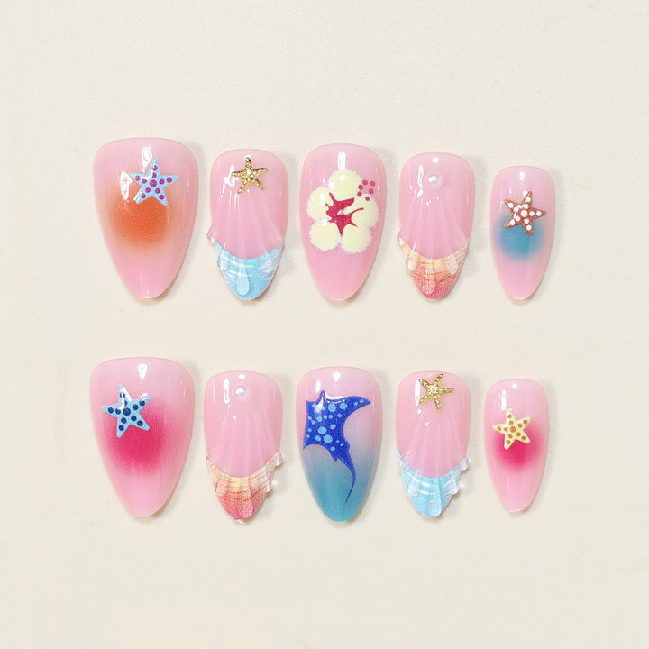 Artistic Ocean-Inspired Press-On Nail Art Kalsten