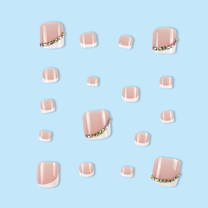 Nail art set with elegant French tips and glitter accents Kalsten