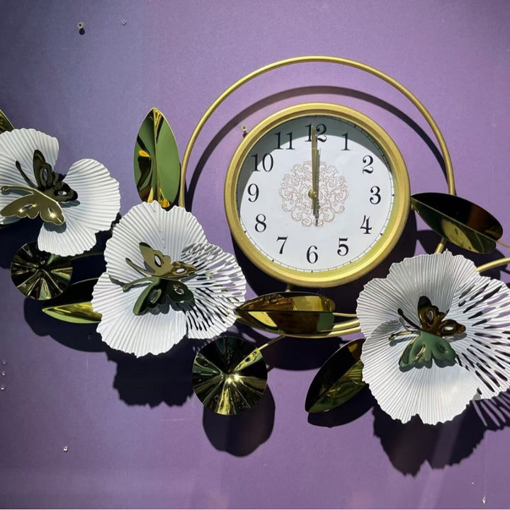Floral Wall Clock with Leaf Design Kalsten