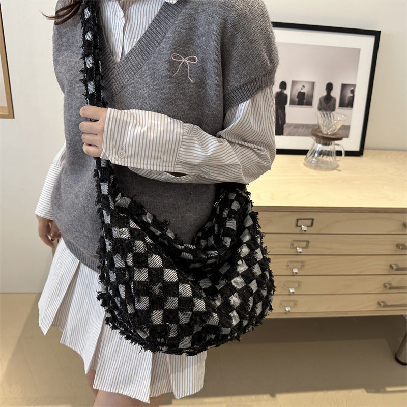 Textured Woven Shoulder Bag