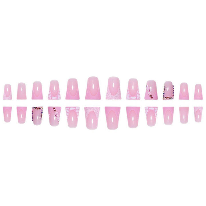 Glamorous Acrylic Press-On Nail Extensions with Decorative Rhinestones Kalsten