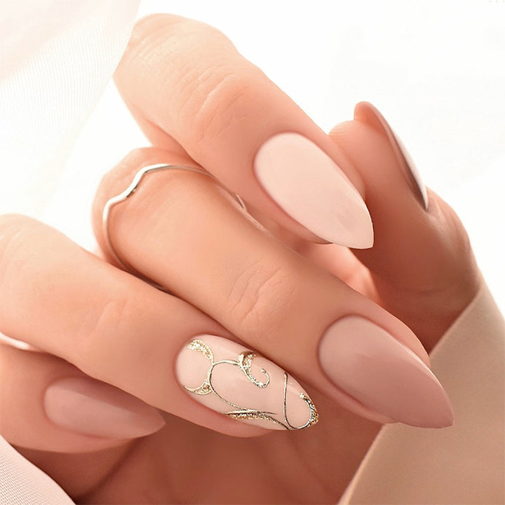 Elegant Press-On Nail Art Set with Floral and Glossy Accents Kalsten