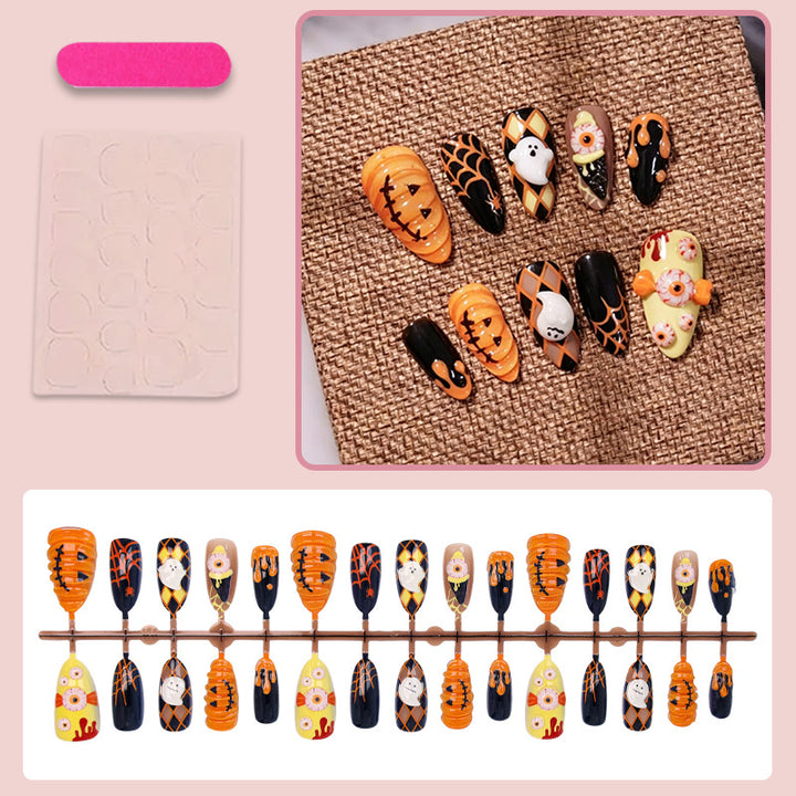 Artificial nail set with Halloween motifs and festive designs Kalsten