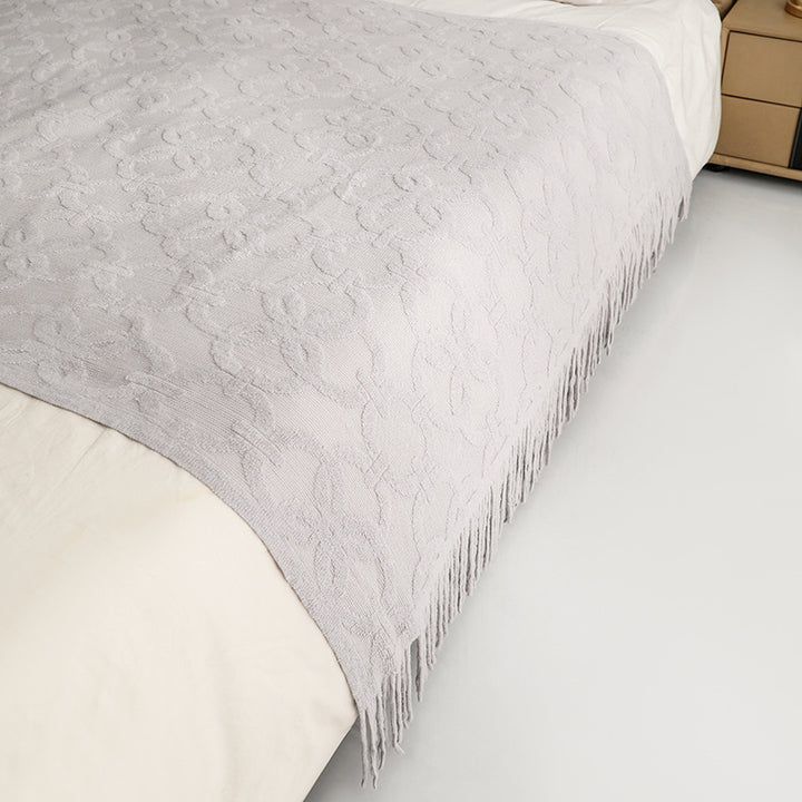 Textured Fringe Throw Blanket