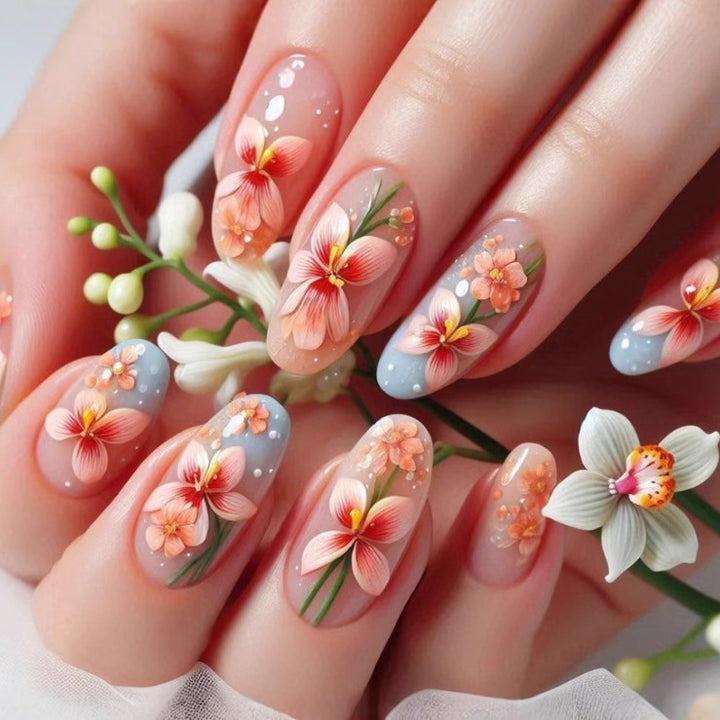 Floral Embellished Nail Art Kalsten