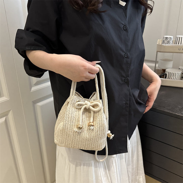 Bohemian Straw Bucket Bag Kalsten