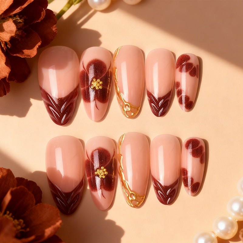 Artistic Floral Press-On Nail Set Kalsten