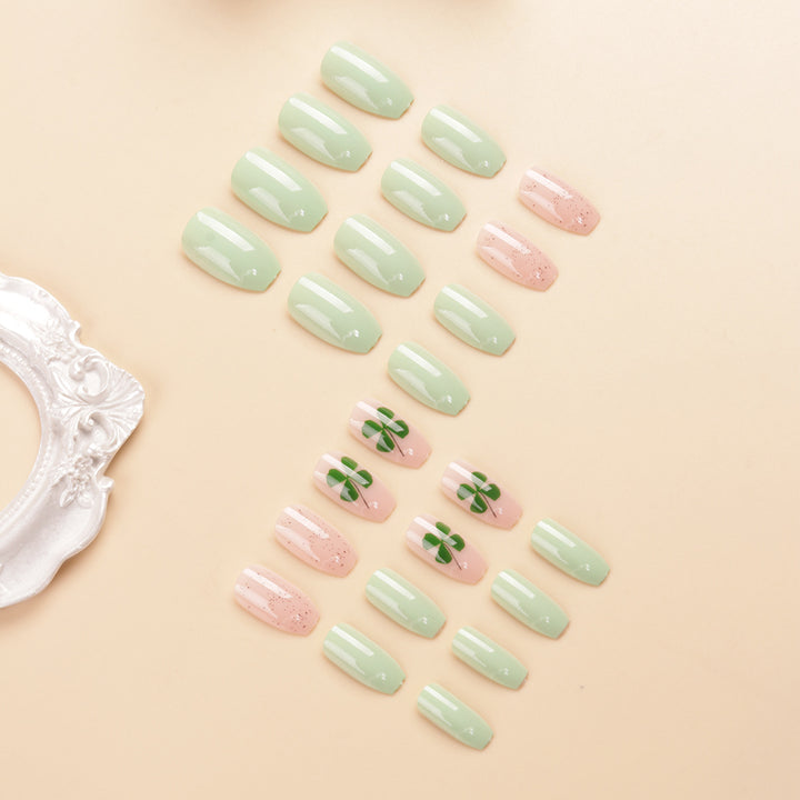 Decorative Press-On Nail Art Set with Clover Design Kalsten