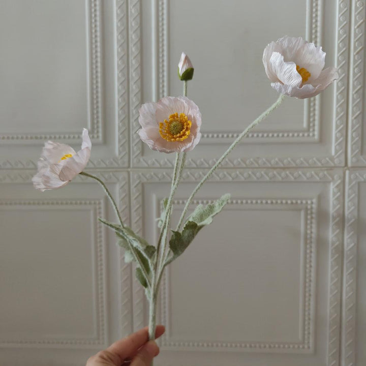 Lifelike Silk Poppy Flower Stem