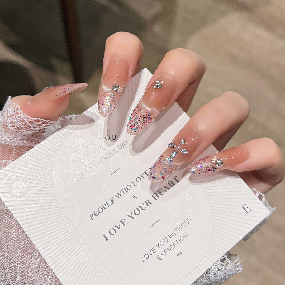 Elegant Glitter-Infused Press-On Nail Design Kalsten