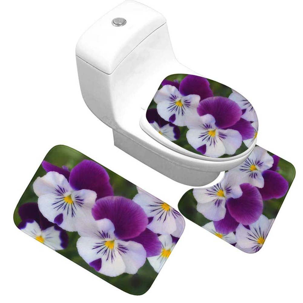 Floral Design Toilet Mat Set