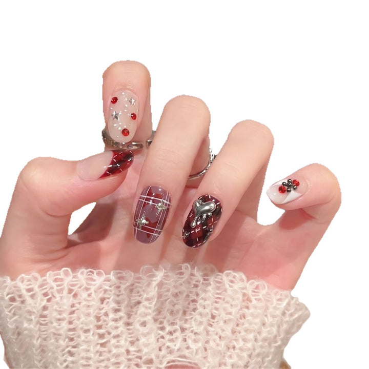 Artistic Press-On Nail Set with Charming Designs Kalsten