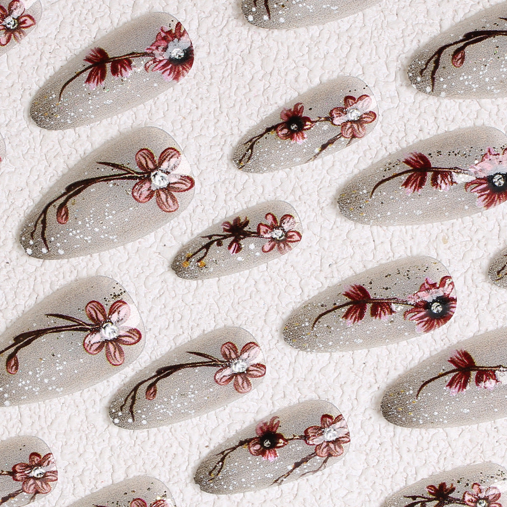 Artistic Floral Press-On Nail Set Kalsten