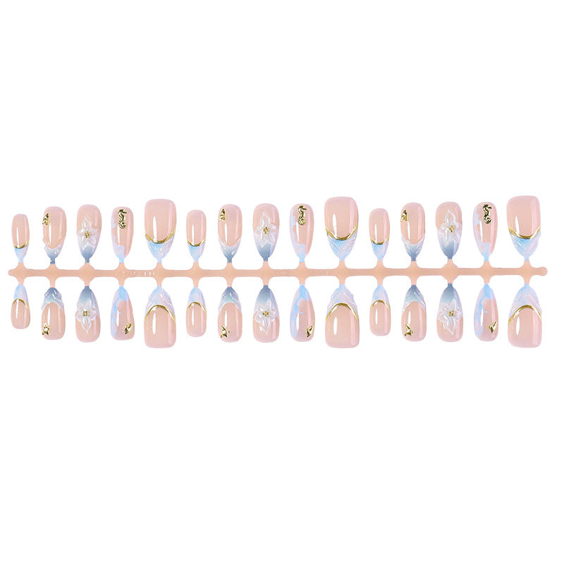 Decorative Press-On Nail Art Set with Elegant Floral Design kalsten