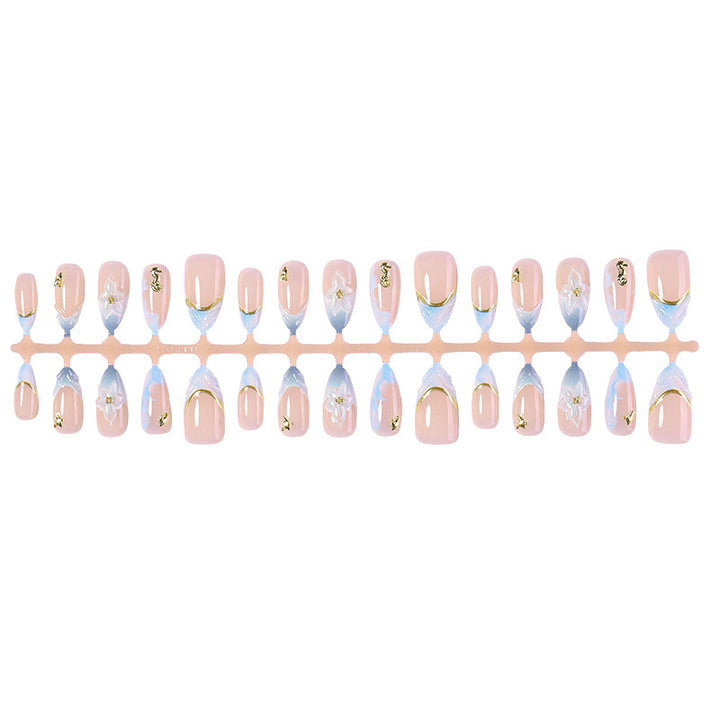 Decorative Press-On Nail Art Set with Elegant Floral Design kalsten