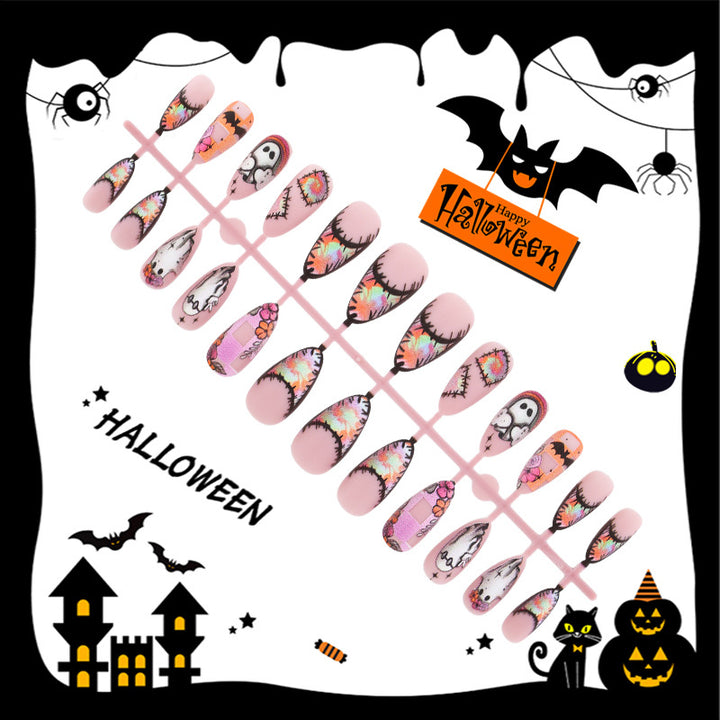 Creative Ghost and Halloween Motif Artificial Nail Set Kalsten