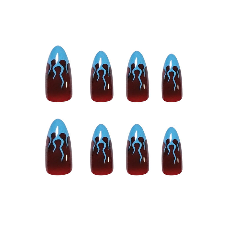Artistic stiletto nails with extravagant flame pattern Kalsten