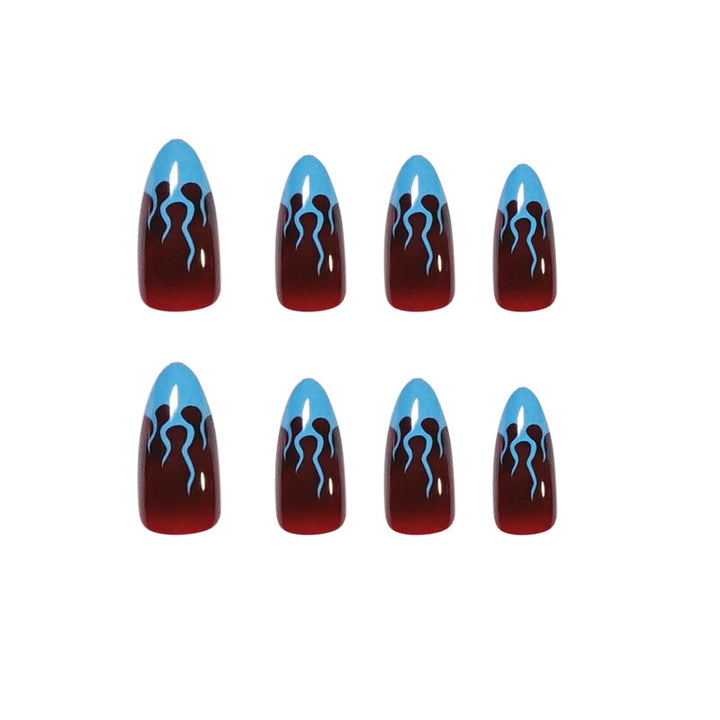 Artistic stiletto nails with extravagant flame pattern Kalsten