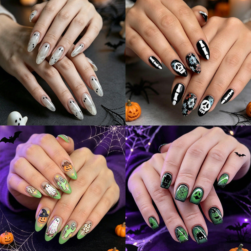 Halloween Acrylic Nail Set with Creative and Playful Motif Designs Kalsten