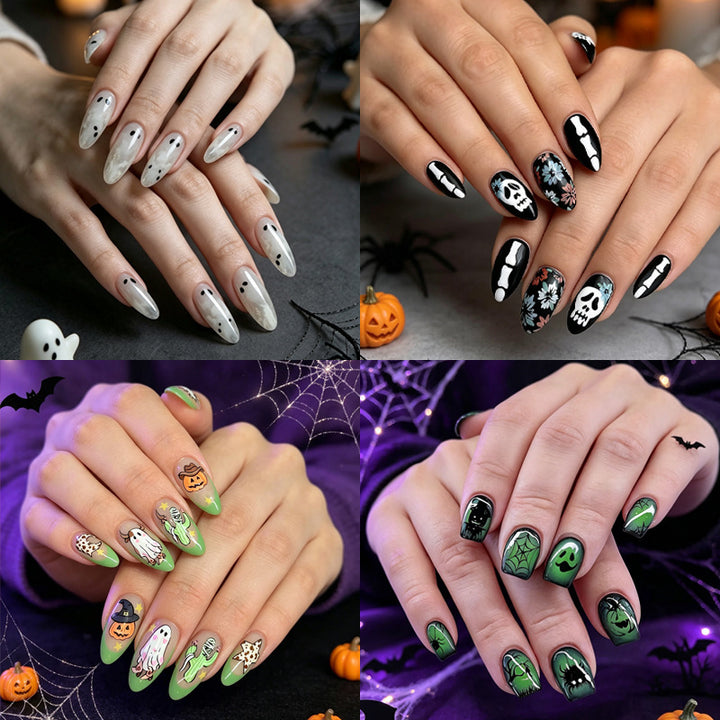 Halloween Acrylic Nail Set with Creative and Playful Motif Designs Kalsten