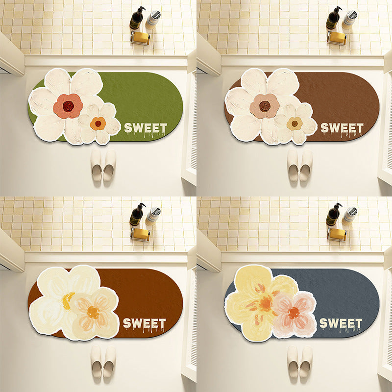 Floral Print Oval Area Mat
