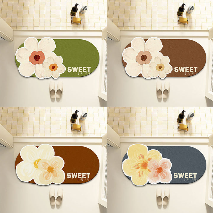 Floral Print Oval Area Mat