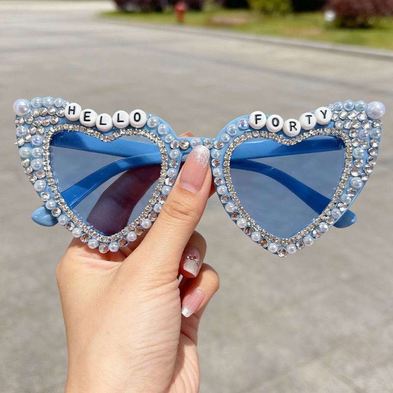 Heart-Shaped Pearl-Embellished Sunglasses Kalsten