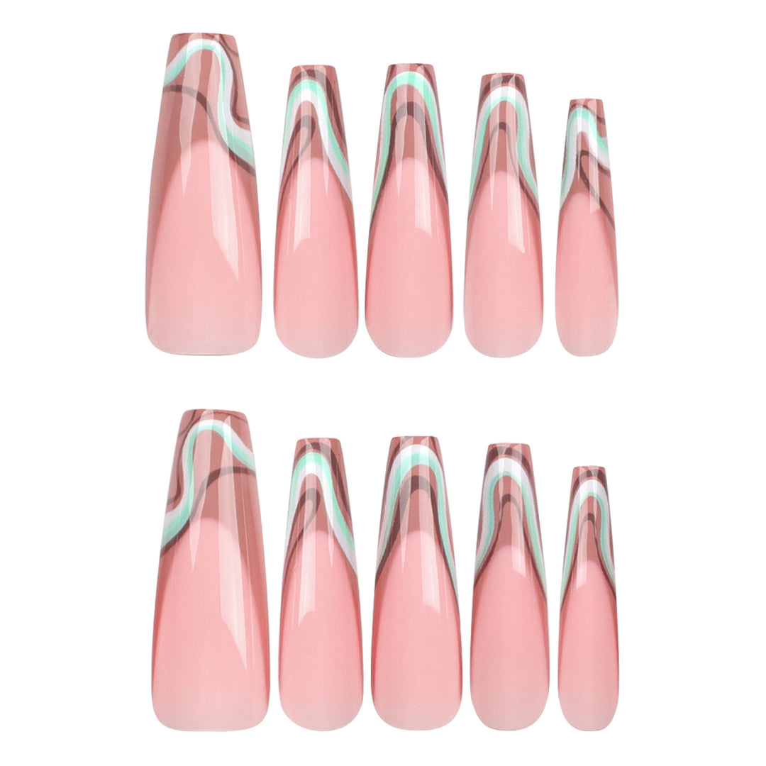 Artful acrylic nails with elegant wave design Kalsten