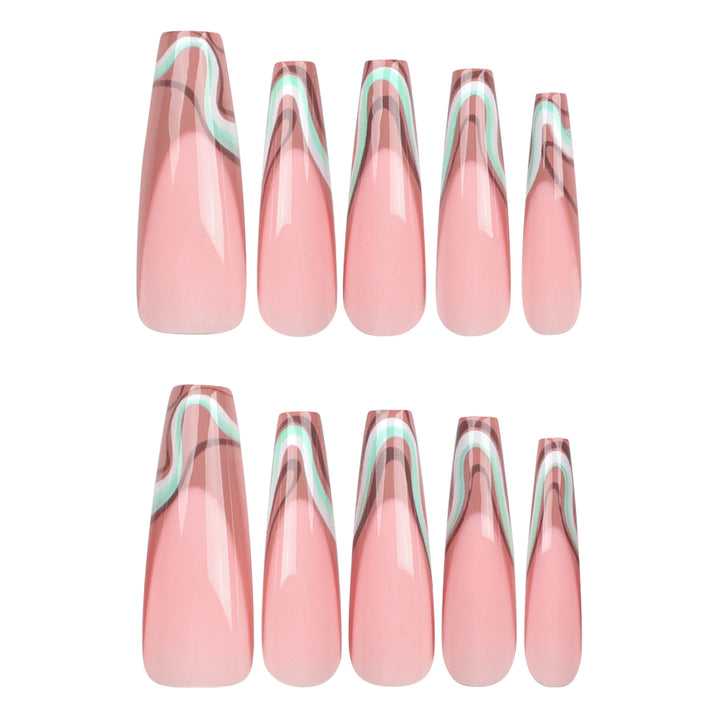 Artful acrylic nails with elegant wave design Kalsten