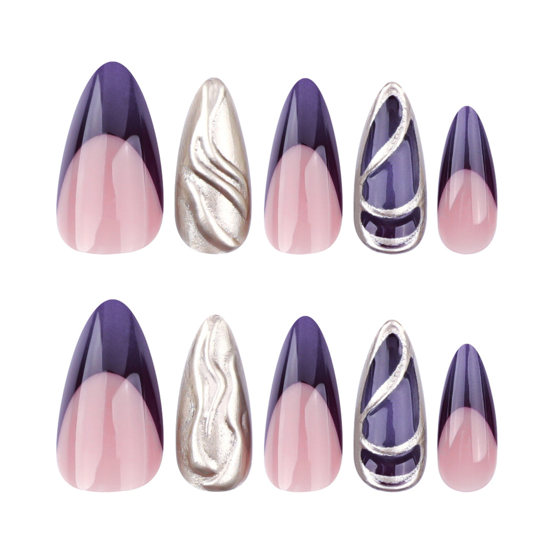 Artful stiletto nails with elegant gold and ombre design Kalsten