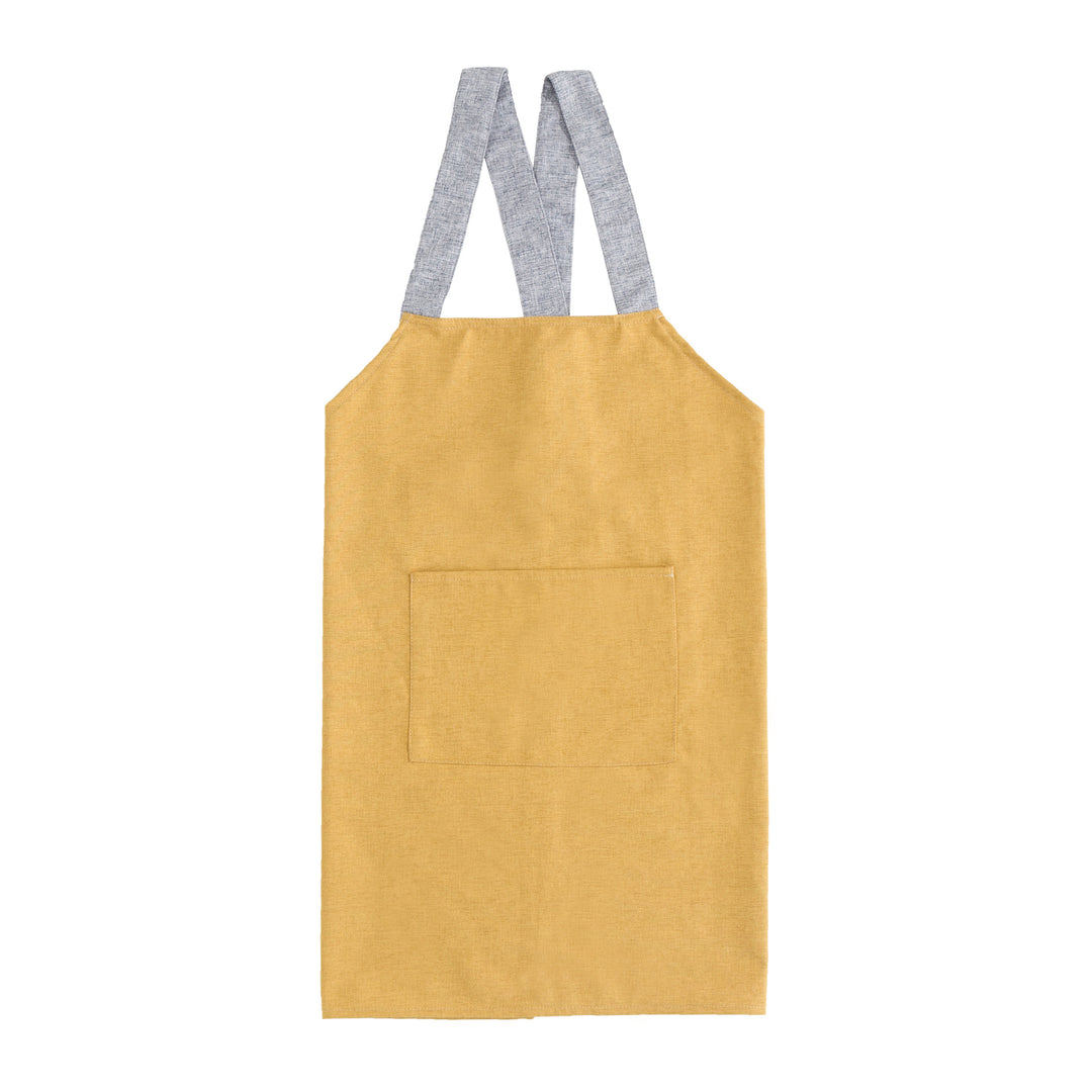 Adjustable canvas apron with wide contrast straps and applied front pocket Kalsten