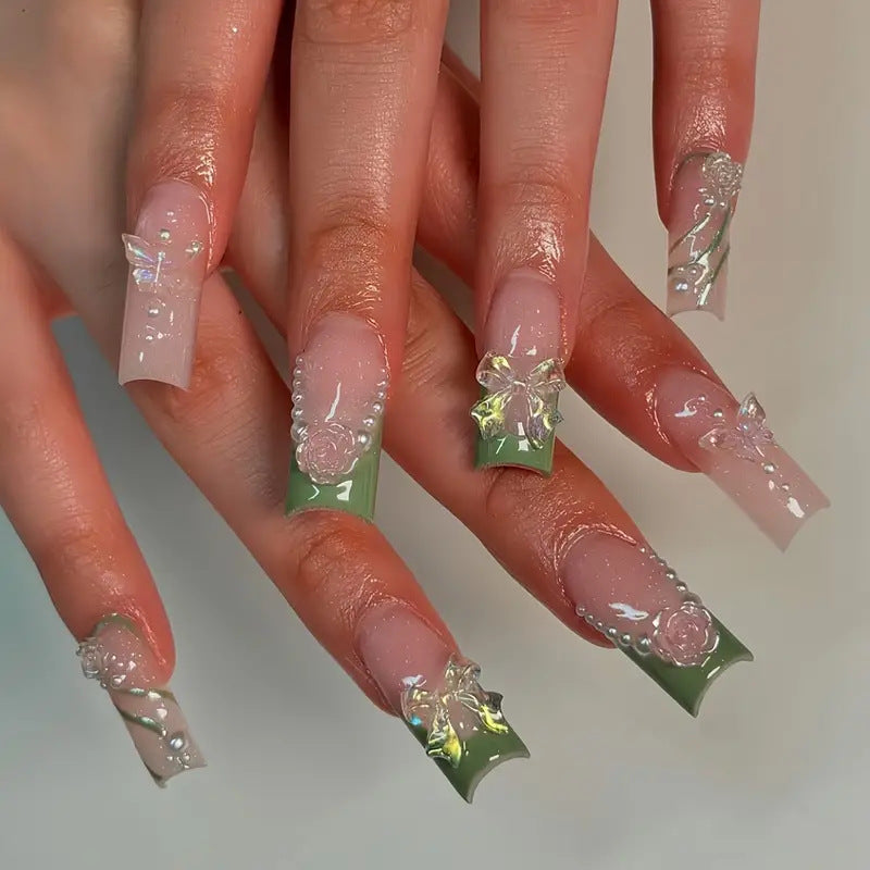 Decorative Acrylic Floral Press-On Nail Art Kalsten